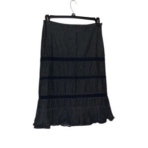 Vtg Fairy Gothic A-Line Skirt 8P Black Flared Whimsy Boho Crochet Tiered Accents